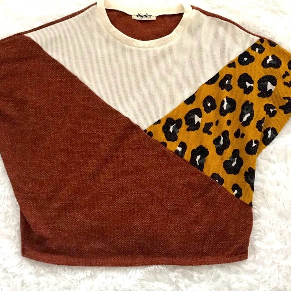 Leopard Print Color Block Sweater - image 6